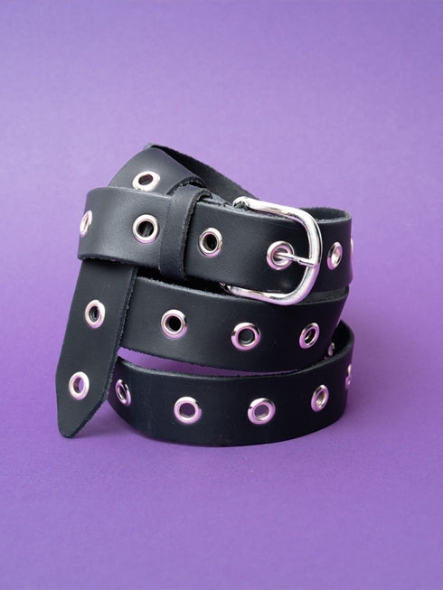 Gürtel Leder Lange Ringe Silber